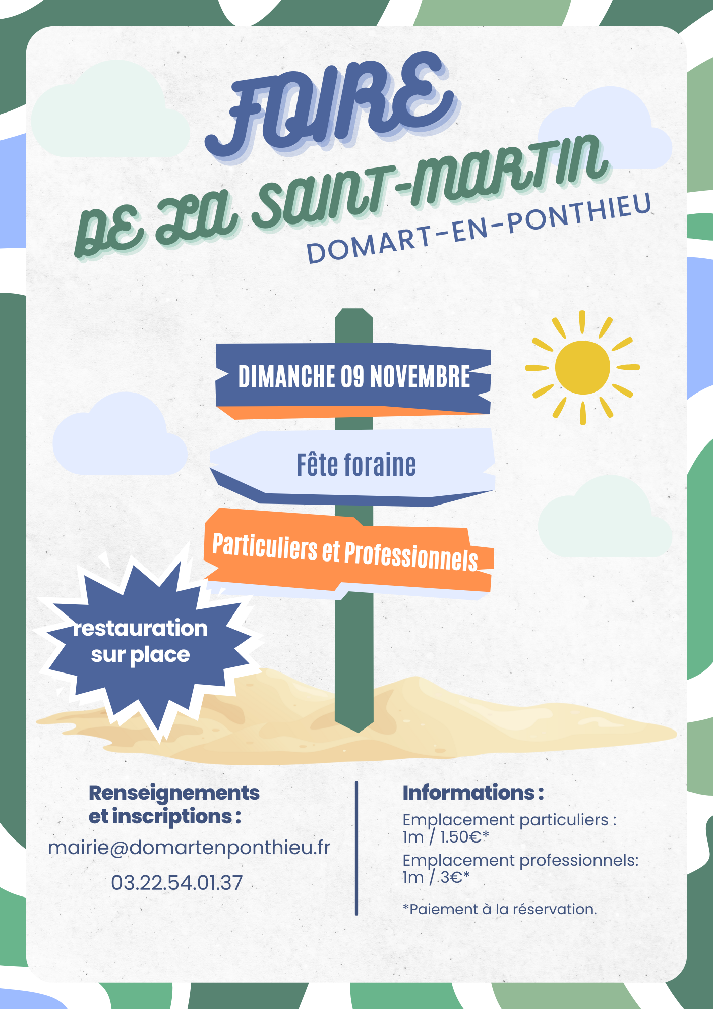 Affiche Évènement Vide Grenier Moderne Illustré Vert Bleu Orange - 1 - @domart en ponthieu 