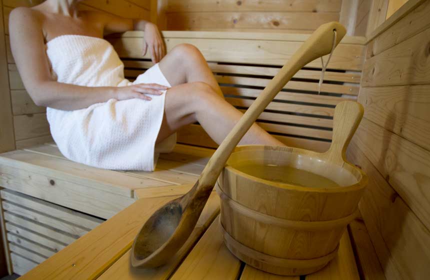 Time out in the sauna at Camping Ferme des Aulnes, Northern France